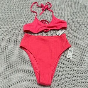 NWT Aerie Bright Coral Bikini Size Small